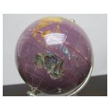 Inlaid Stone Desk Globe w/Pen Holder & Pen