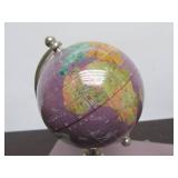 Inlaid Stone Desk Globe w/Pen Holder & Pen