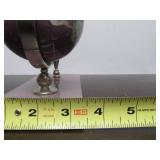 Inlaid Stone Desk Globe w/Pen Holder & Pen