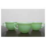 3 Vintage FIRE KING Ribbed Jadeite Coffee / Tea Cups