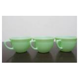 3 Vintage FIRE KING Ribbed Jadeite Coffee / Tea Cups