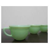 3 Vintage FIRE KING Ribbed Jadeite Coffee / Tea Cups