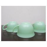 3 Vintage FIRE KING Ribbed Jadeite Coffee / Tea Cups