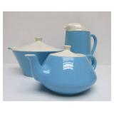 3 Vintage Mid Century Blue & White Ceramic Serving Pieces