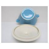 3 Vintage Mid Century Blue & White Ceramic Serving Pieces