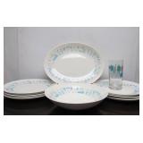 Group of Mid Century Royal China BLUE HEAVEN Dishware & Drinking Glass