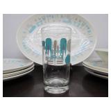 Group of Mid Century Royal China BLUE HEAVEN Dishware & Drinking Glass