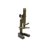 Antique Brass Microscope & 2 Larges Brass Lenses (AS IS)