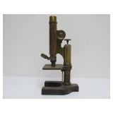 Antique Brass Microscope & 2 Larges Brass Lenses (AS IS)