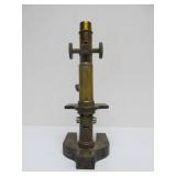 Antique Brass Microscope & 2 Larges Brass Lenses (AS IS)