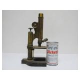 Antique Brass Microscope & 2 Larges Brass Lenses (AS IS)