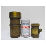 Antique Brass Microscope & 2 Larges Brass Lenses (AS IS)