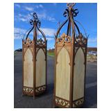 Fantastic LARGE Vintage Gothic Slag Glass Church Light Fixtures