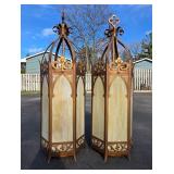 Fantastic LARGE Vintage Gothic Slag Glass Church Light Fixtures