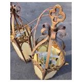 Fantastic LARGE Vintage Gothic Slag Glass Church Light Fixtures