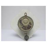 Antique Delft Blue Wall Clock w/Pendulum & Key