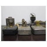 Group of Antique Railroad Oil Lamps etc