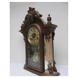Ornate Antique Shelf Clock w/Mirrored Sides