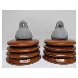 Pair of LARGE "Beehive" Style Ceramic Insulators