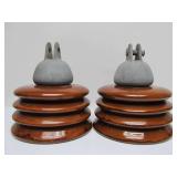 Pair of LARGE "Beehive" Style Ceramic Insulators