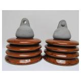 Pair of LARGE "Beehive" Style Ceramic Insulators