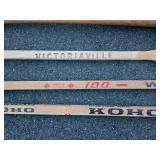 Group of Vintage Wooden Hockey Sticks & Baseball Bats