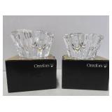 Pair of Mint in Box ORREFORS Crystal Candle Holders