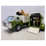 Vintage NYLINT Farm Truck & Livestock Trailer w/Animals