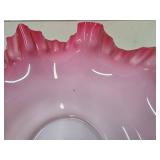 Beautiful Antique Crimped Cranberry to White Glass Wedding Basket