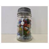 Canning Jar Full of Vintage & Antique Glass Marbles