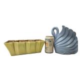 2 Nice Vintage Mid Century Art Pottery Planters - Including Red Wing