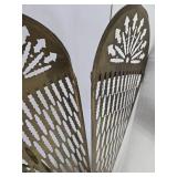 Ornate Old Art Nouveau Figural Brass Fireplace Fan Screen