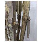 Ornate Old Art Nouveau Figural Brass Fireplace Fan Screen