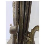 Ornate Old Art Nouveau Figural Brass Fireplace Fan Screen