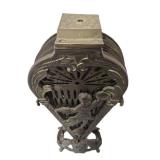 Ornate Old Art Nouveau Figural Brass Fireplace Fan Screen