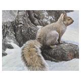Framed Signed Numbered ROBERT BATEMAN Wildlife Print - "Gray Squirrel"