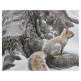 Framed Signed Numbered ROBERT BATEMAN Wildlife Print - "Gray Squirrel"