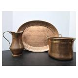3 Pieces of Hammered etc Copper Ware