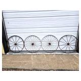 2 Pairs of Antique Iron Wagon Wheels