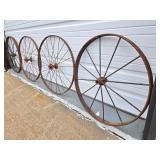 2 Pairs of Antique Iron Wagon Wheels