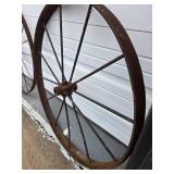 2 Pairs of Antique Iron Wagon Wheels