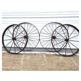 2 Pairs of Antique Iron Wagon Wheels