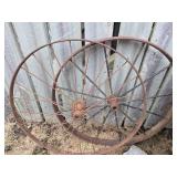 2 Pairs of Antique Iron Wagon Wheels