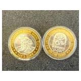 2 .999 Fine Silver Gaming Tokens