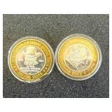2 .999 Fine Silver Gaming Tokens