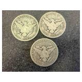 1907 Barber Half Dollars - 1 Each D,S & O