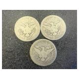 1904 O, 1905 S & 1906 O Barber Half Dollars