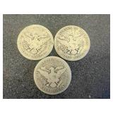 1908 O, 1909 S & 1911 Barber Half Dollars