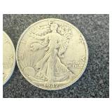 2 1947 Walking Liberty Half Dollars