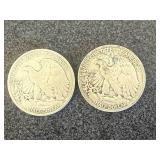 2 1947 Walking Liberty Half Dollars
